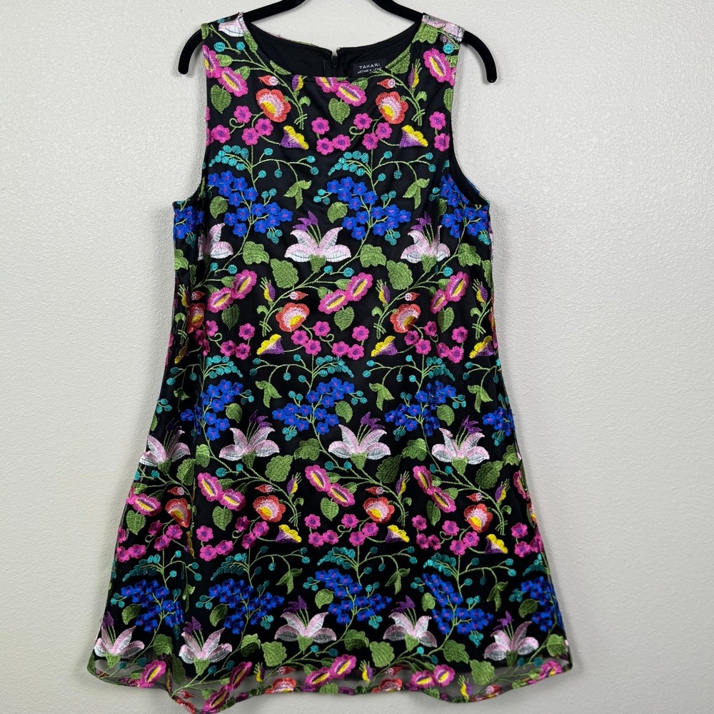 Colorful Floral Embroidered Mesh Dress A Line Sleeveless‎ Occasion 10 - Picture 2 of 11